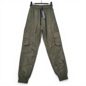 Boohoo Women 8 Cargo Jogger Pants Olive High Rise Utility Streetwear